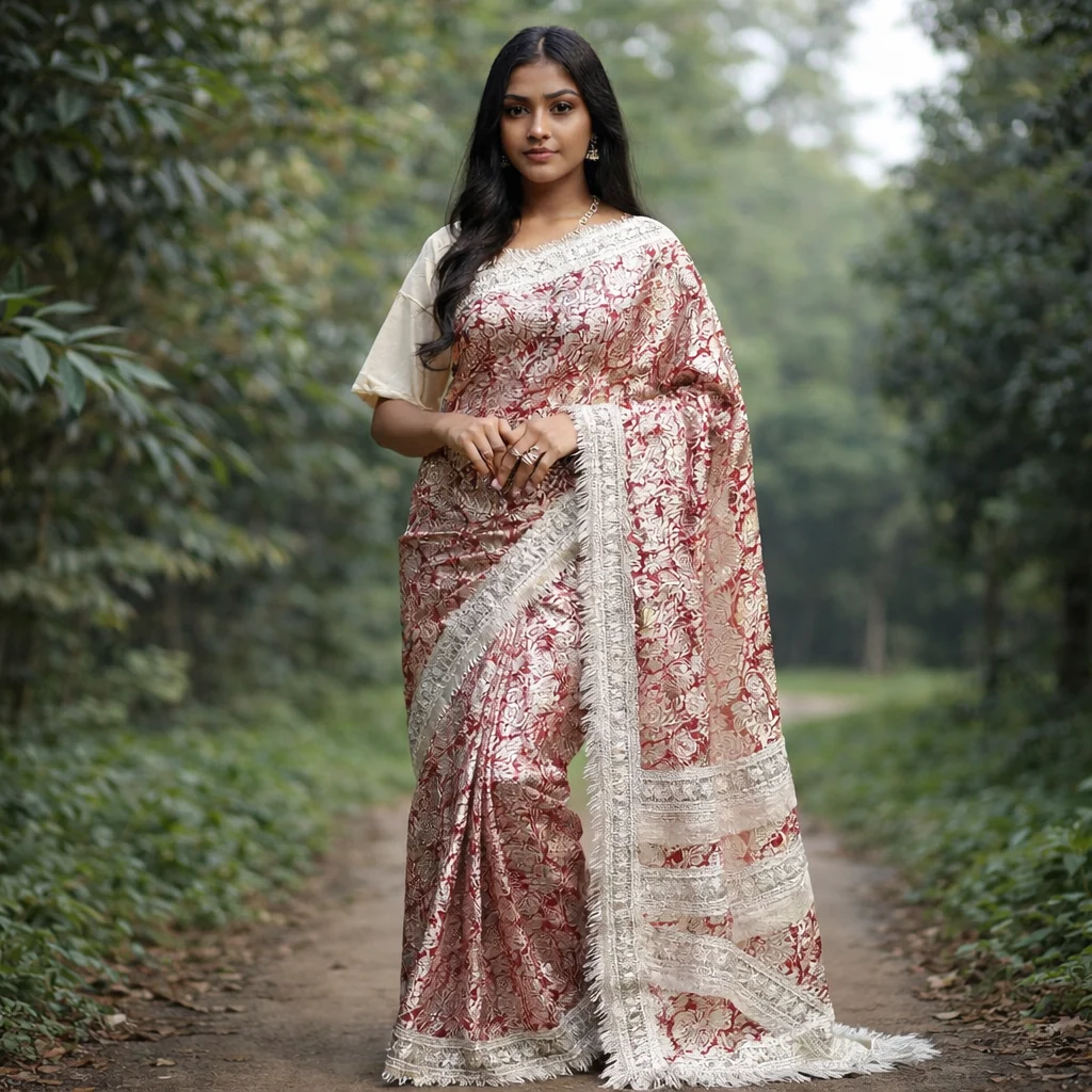 Maroon Chhaapa Saree