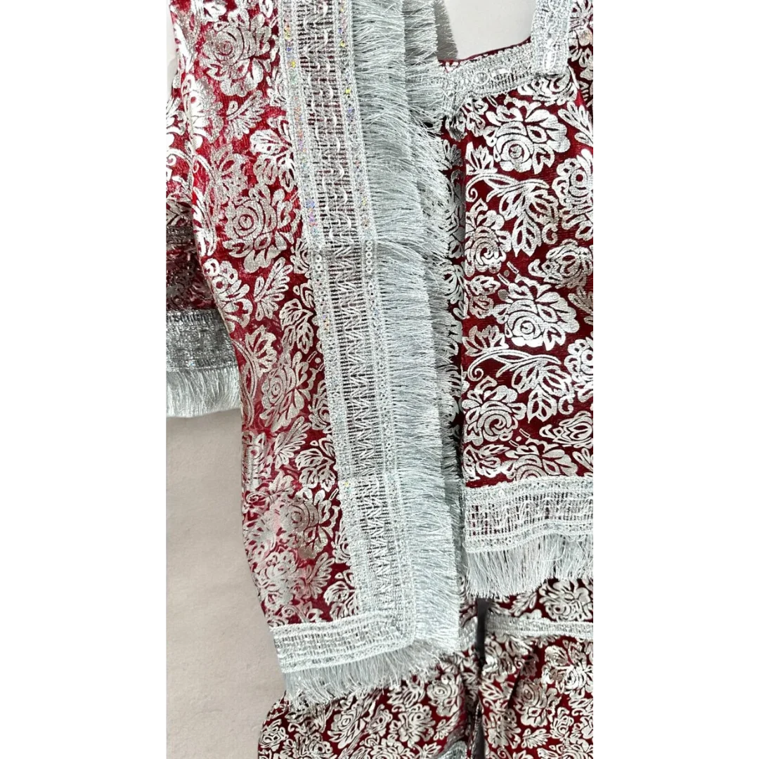 Baby Maroon Net Chhaapa Sharara 2