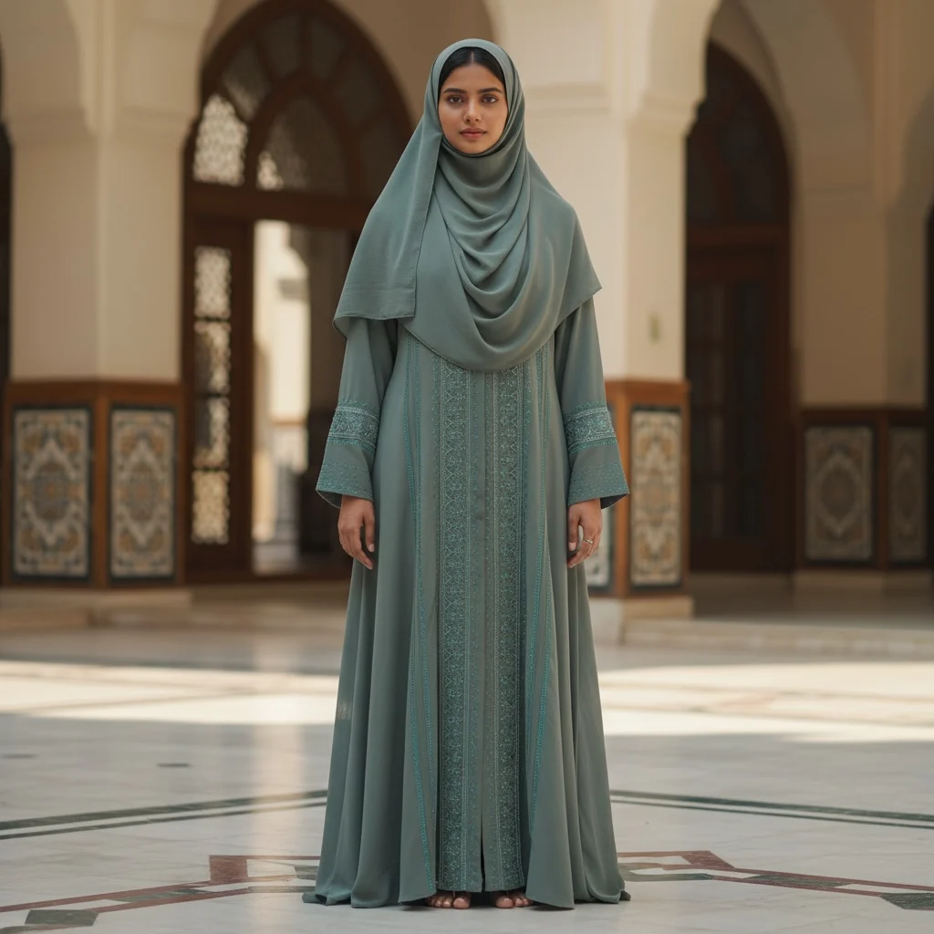 Teal embroidered naqab for women modest Islamic wear