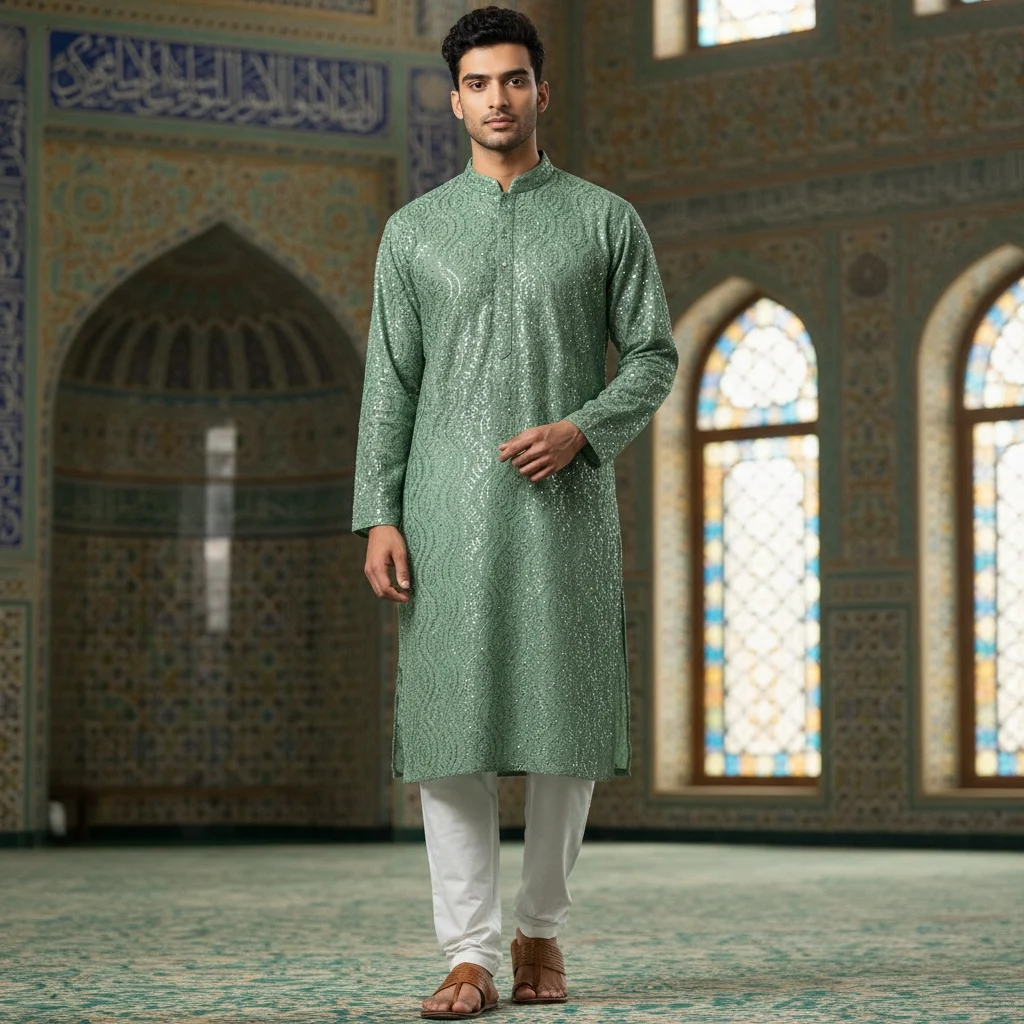 Unstitched Jacquard Sequence Kurta Fabric Eid Wear