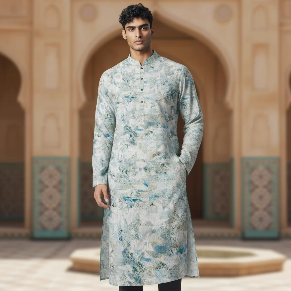 Pure Cotton Printed Unstitched Kurta Fabric for Men