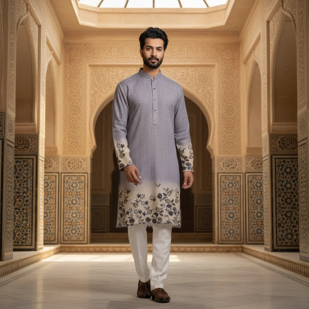 Cotton silk kurta fabric for men
