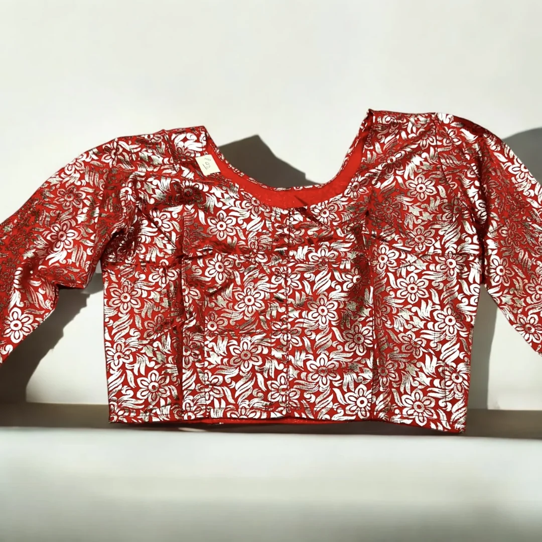 Red Crepe Fabric Chhaapa Blouse 1