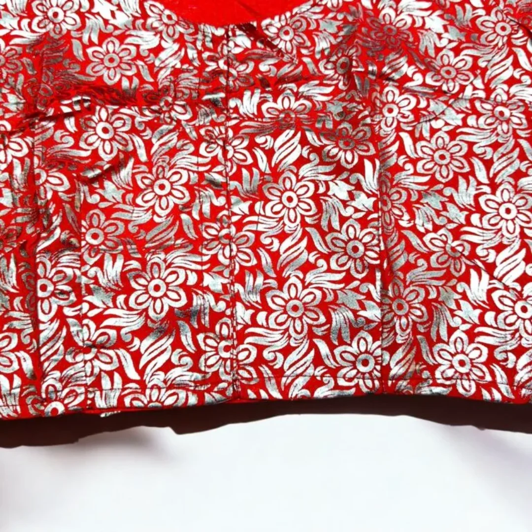 Red Crepe Fabric Chhaapa Blouse 3