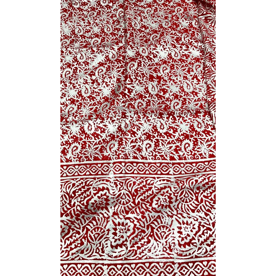 Red Tabbaq Chhaapa Saree
