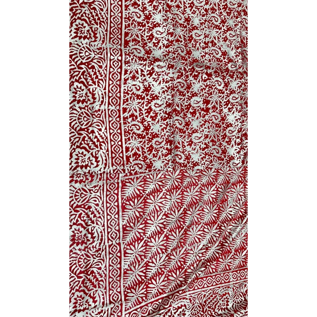 Red Tabbaq Chhaapa Saree 3