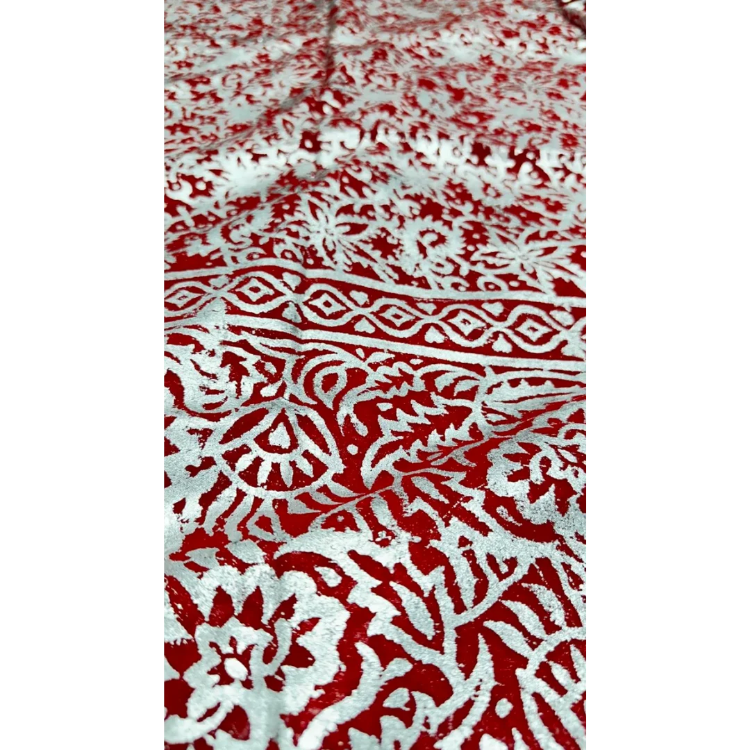 Red Tabbaq Chhaapa Saree 5