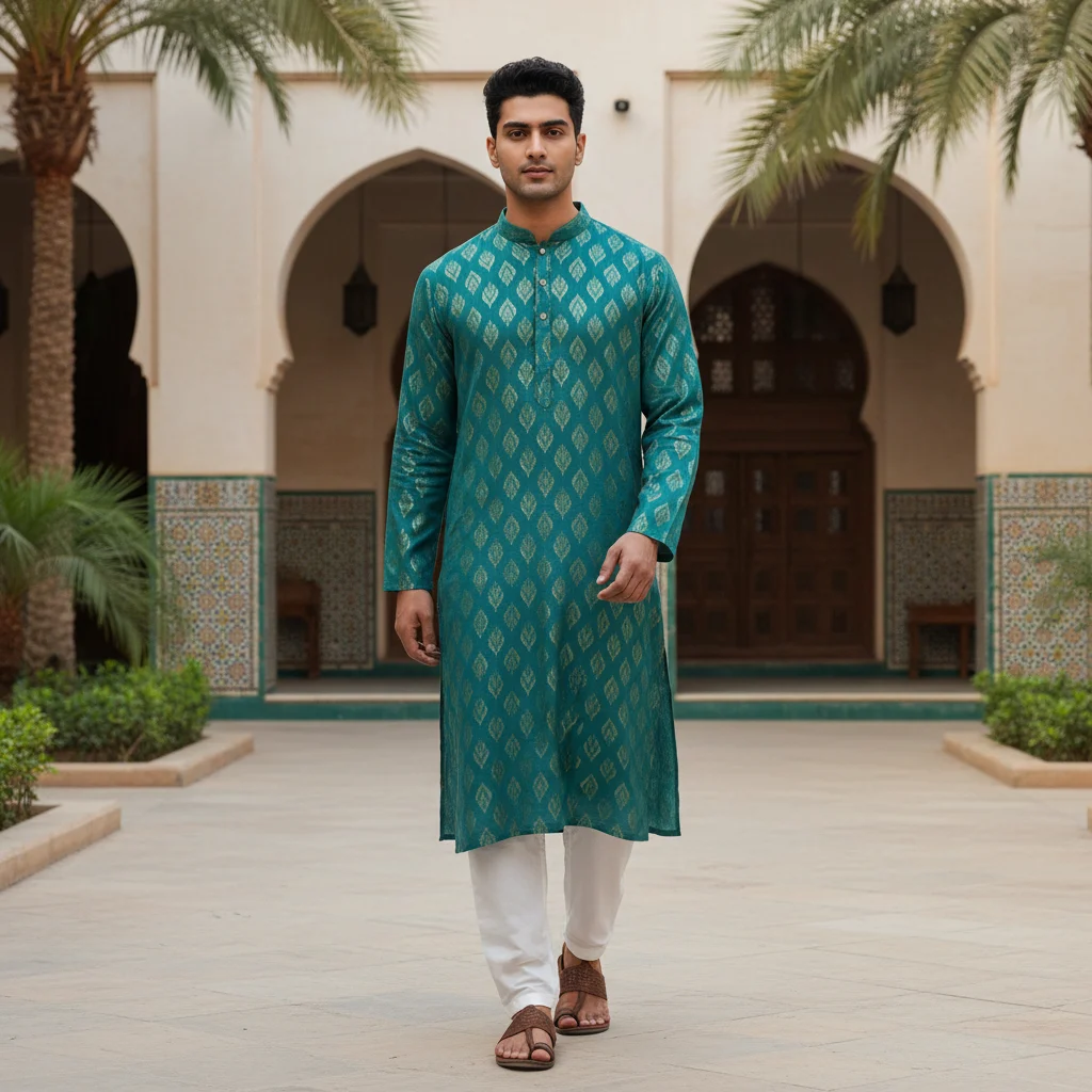 Pure Cotton Threadwork Kurta Fabric