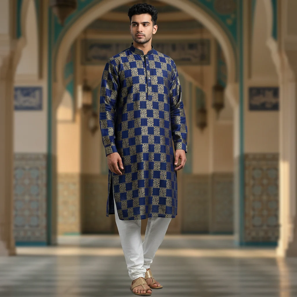 Majestic Navy Blue Kurta Fabric
