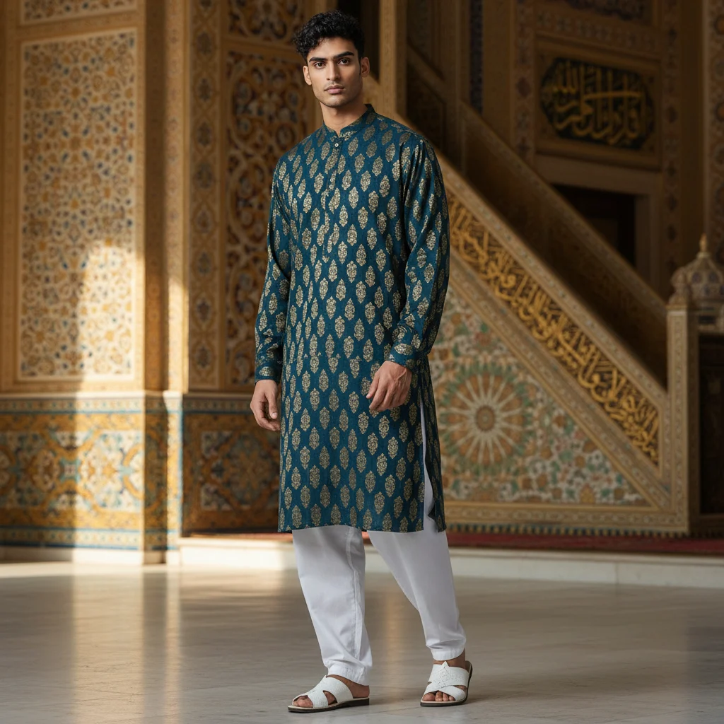 Imperial Teal Kurta Fabric